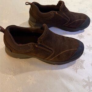 Rockport Mocs Loafers Brown Suede Leather Slip-On Great Soles Sz 9.5. Gorgeous